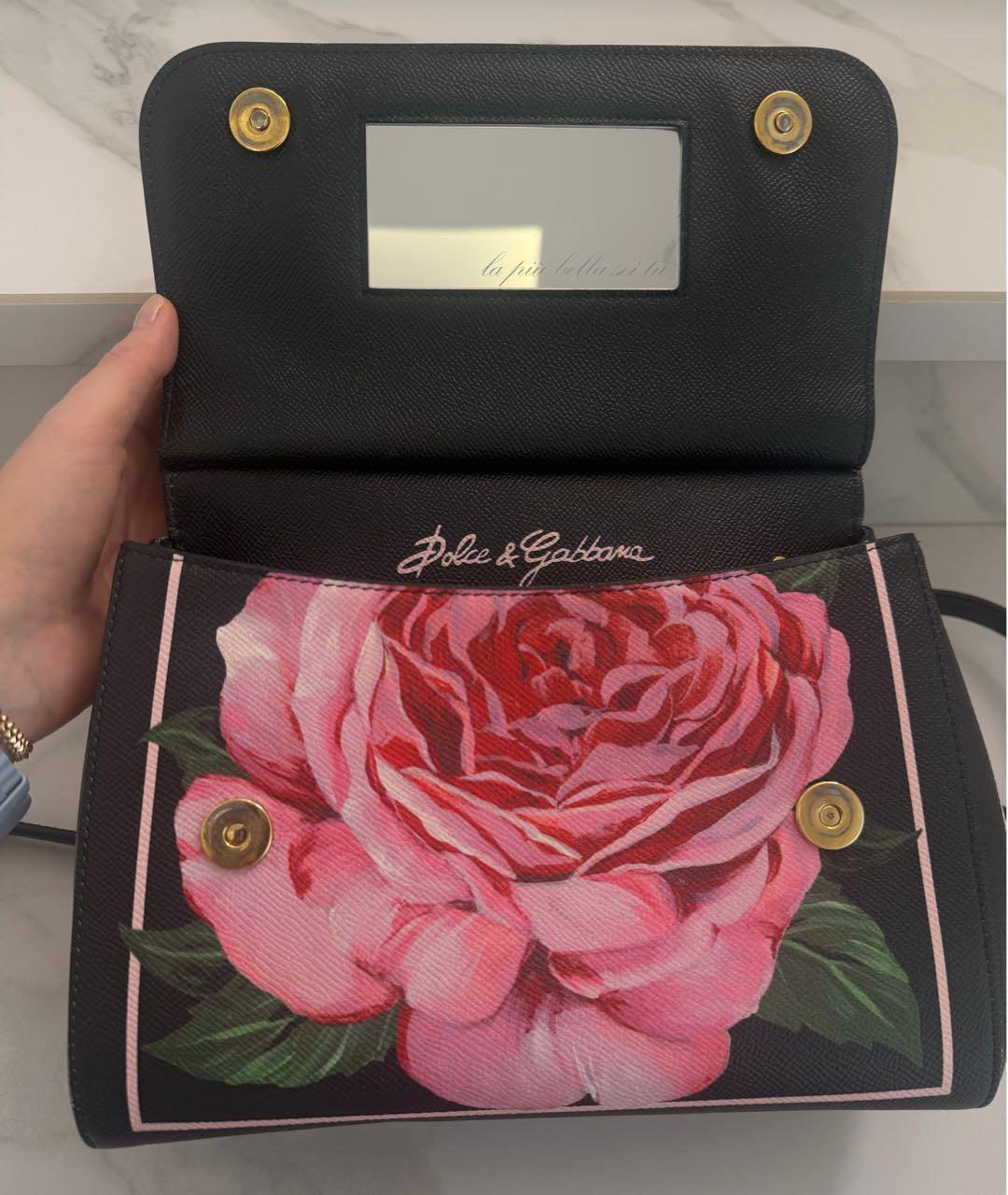 DOLCE&GABBANA Черная кожаная сумка через плечо, фото 5