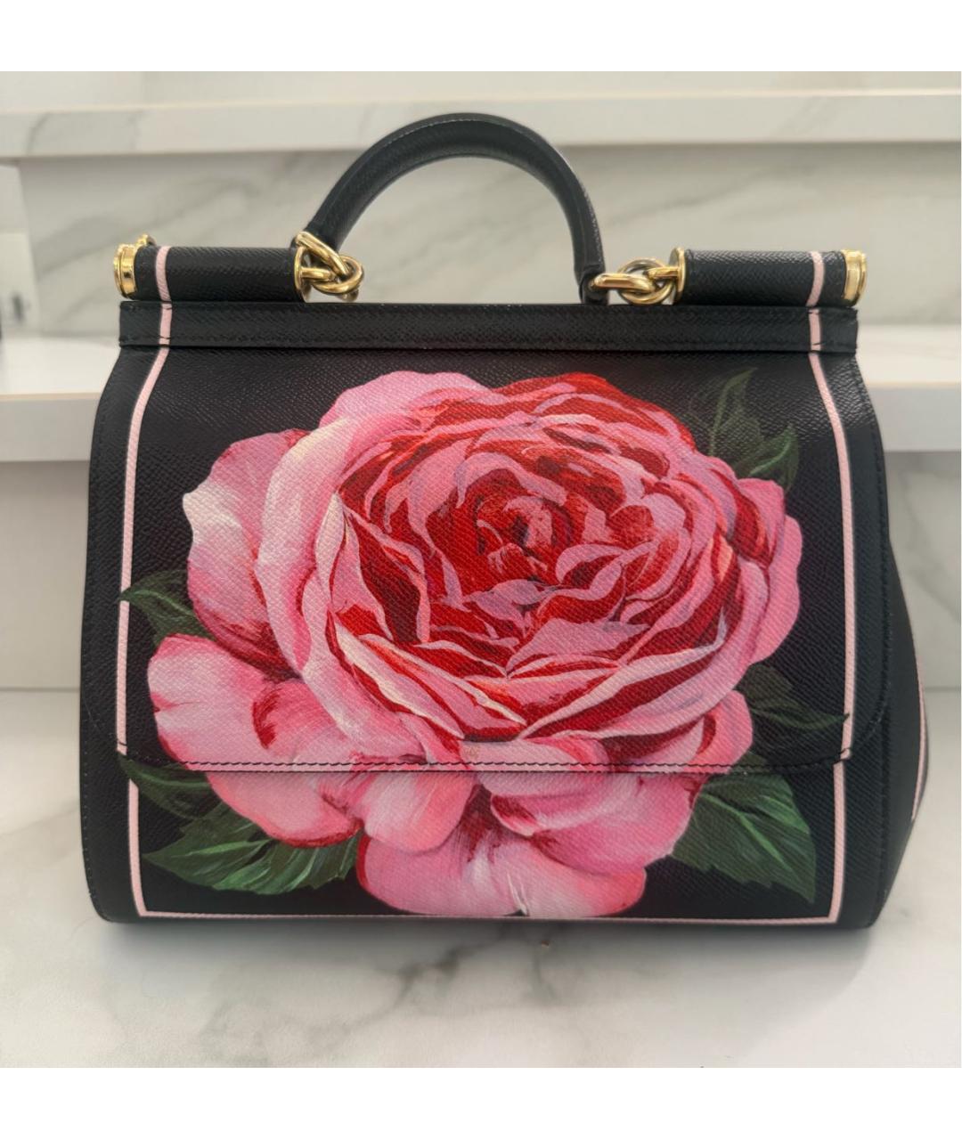 DOLCE&GABBANA Черная кожаная сумка через плечо, фото 6