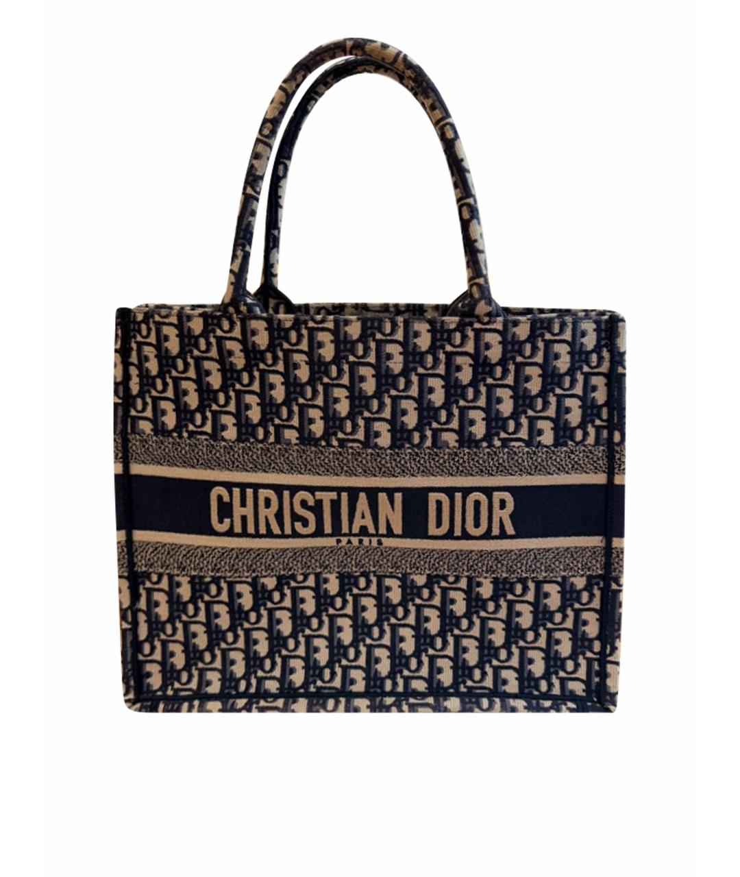 CHRISTIAN DIOR Серая тканевая сумка тоут, фото 1