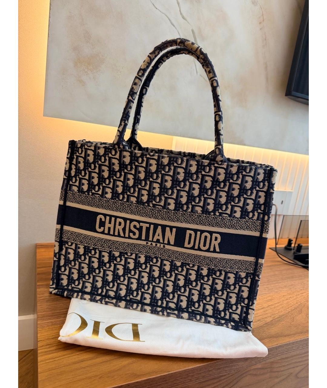 CHRISTIAN DIOR Серая тканевая сумка тоут, фото 2