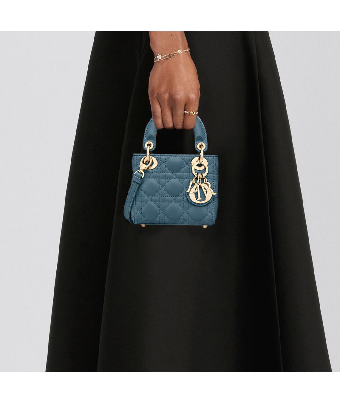CHRISTIAN DIOR Синяя кожаная сумка с короткими ручками, фото 6