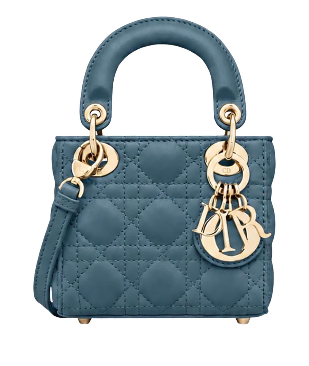 CHRISTIAN DIOR Синяя кожаная сумка с короткими ручками, фото 1