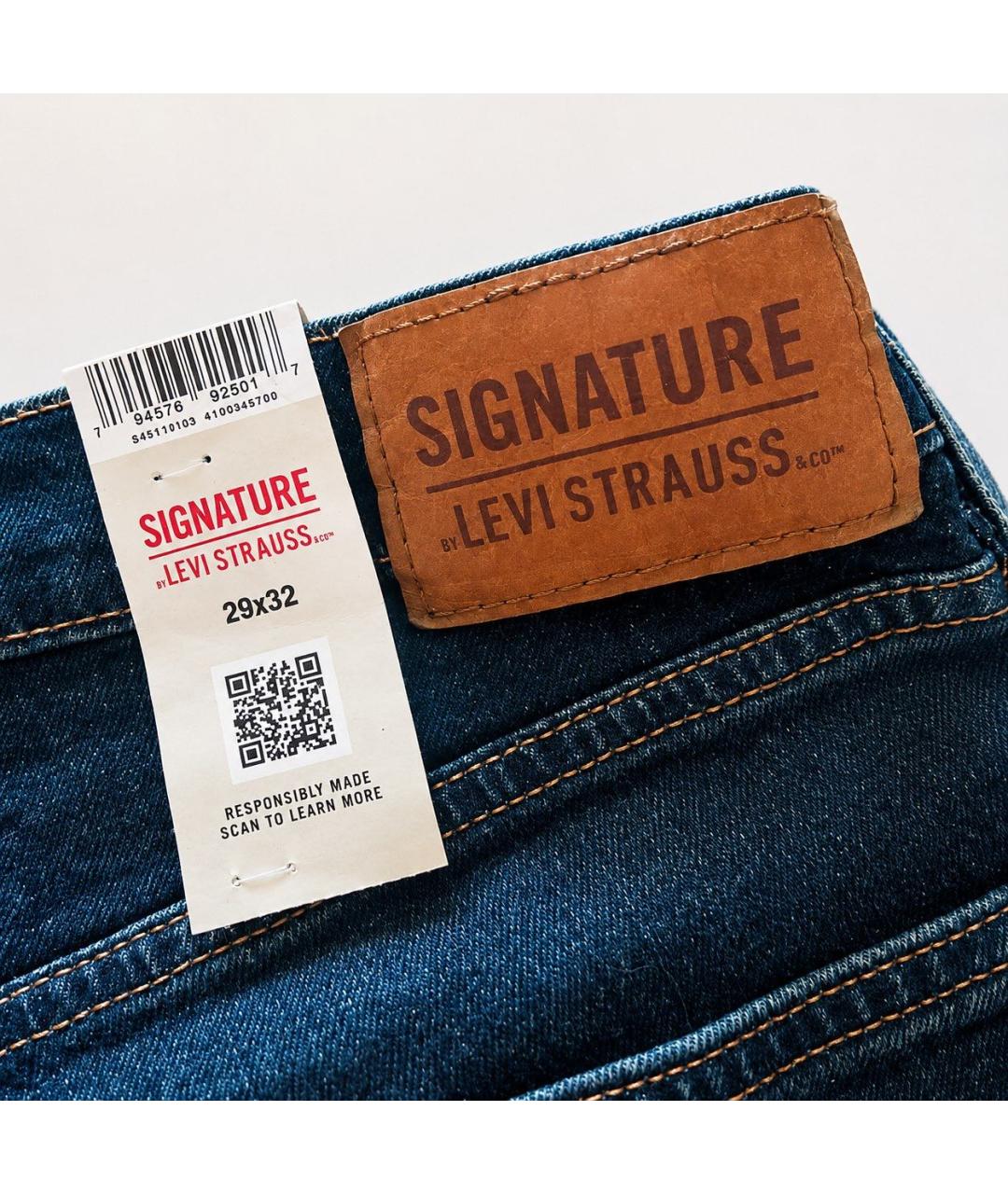 LEVI'S Темно-синие хлопко-эластановые прямые джинсы, фото 6
