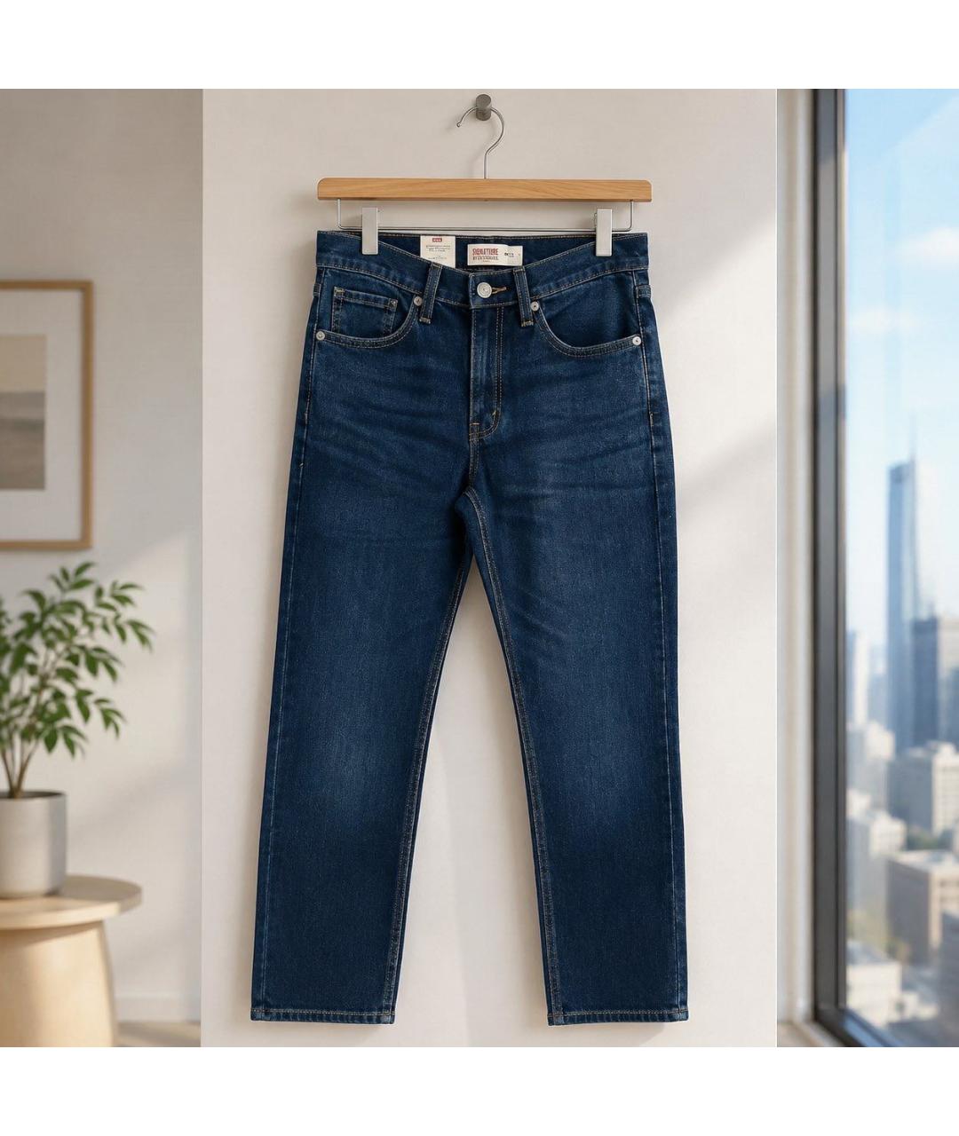 LEVI'S Темно-синие хлопко-эластановые прямые джинсы, фото 2