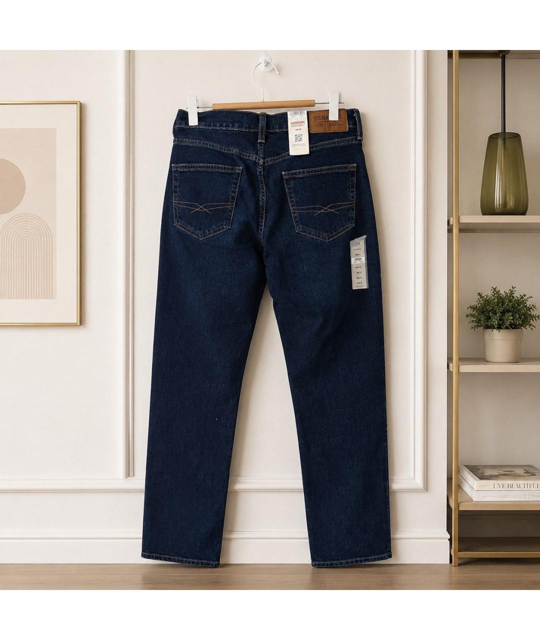 LEVI'S Темно-синие хлопко-эластановые прямые джинсы, фото 3