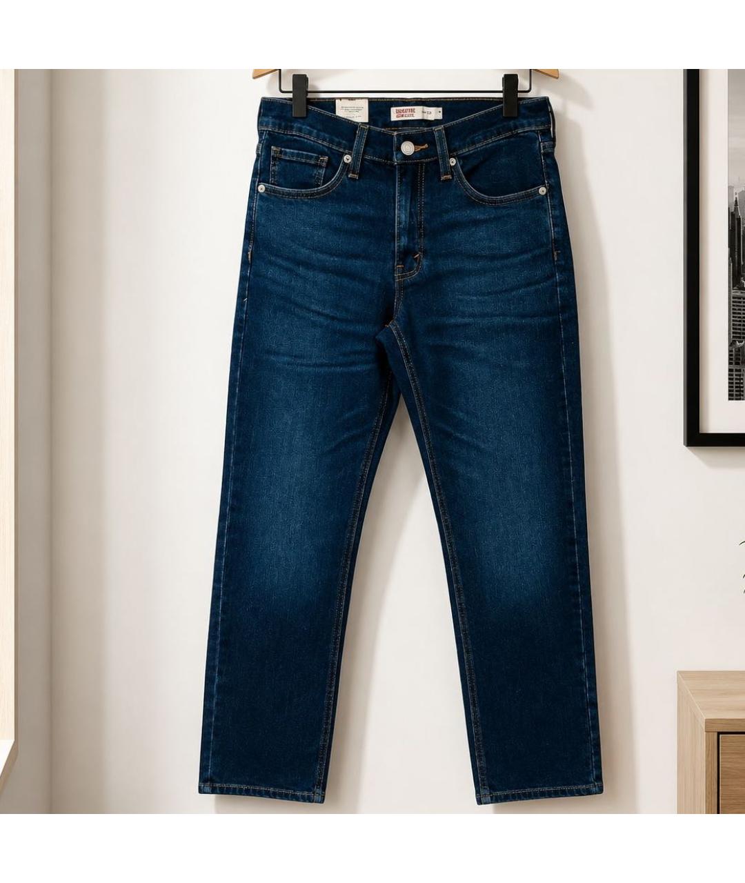 LEVI'S Темно-синие хлопко-эластановые прямые джинсы, фото 8