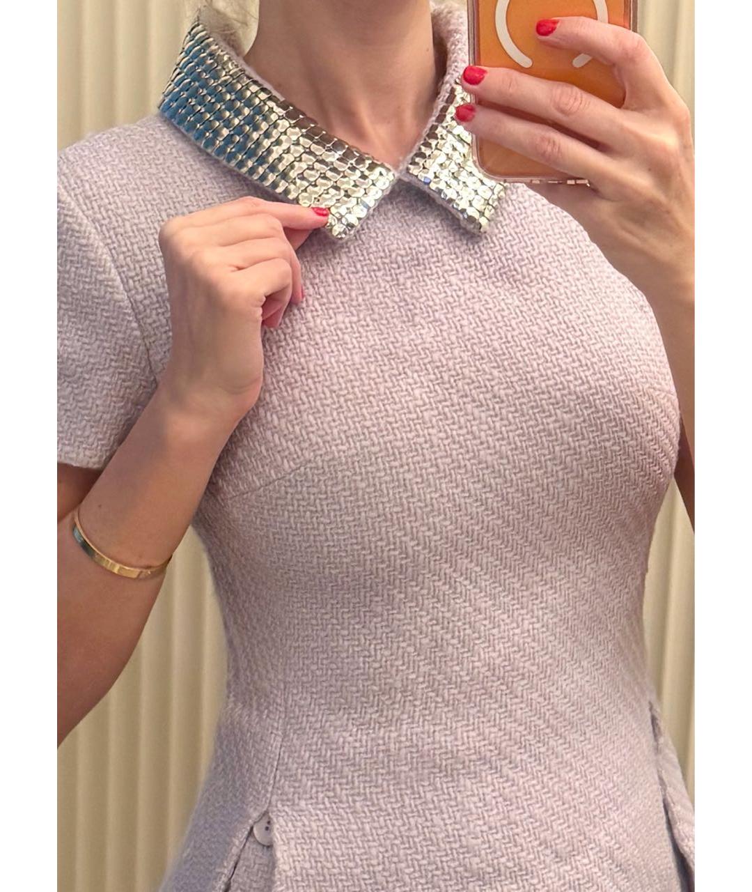CHRISTIAN DIOR Голубое шерстяное коктейльное платье, фото 4