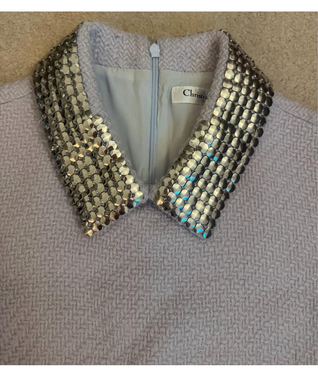 CHRISTIAN DIOR Голубое шерстяное коктейльное платье, фото 3