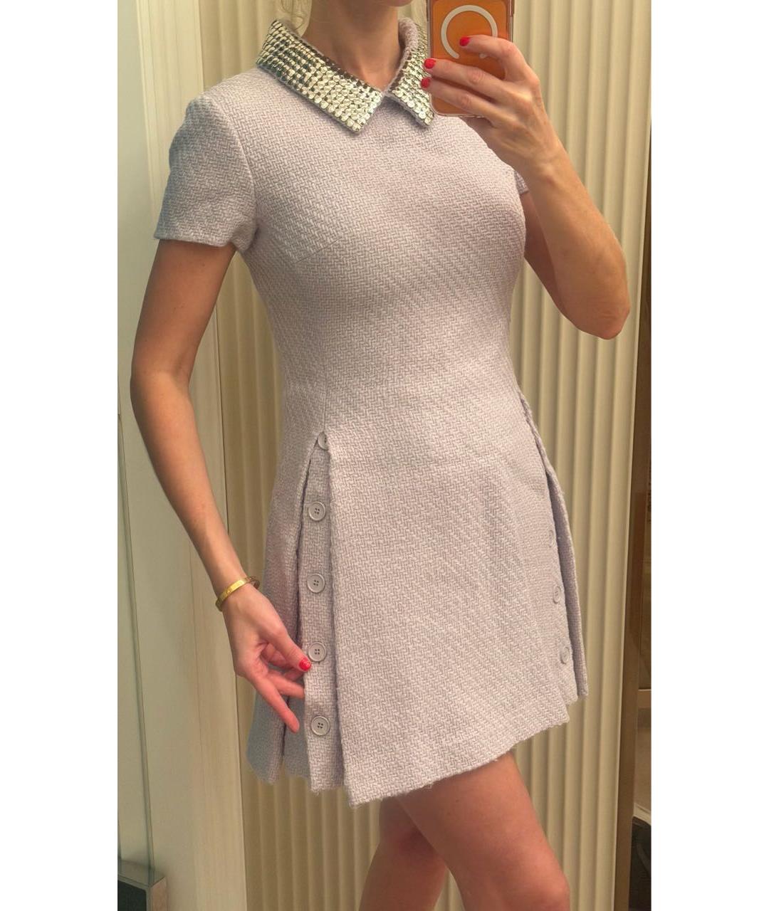 CHRISTIAN DIOR Голубое шерстяное коктейльное платье, фото 7