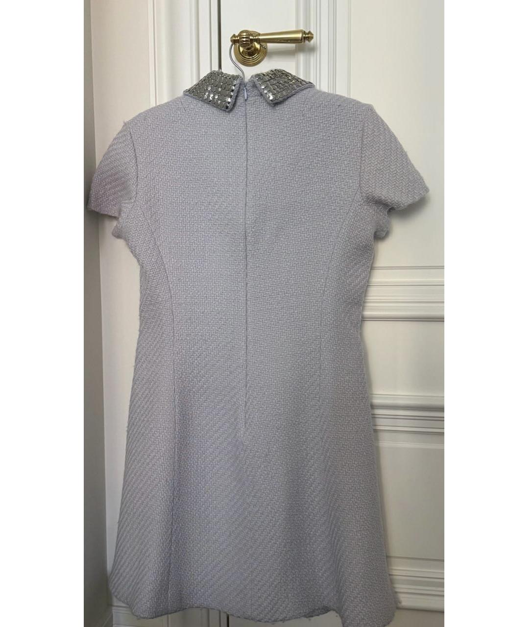 CHRISTIAN DIOR Голубое шерстяное коктейльное платье, фото 2