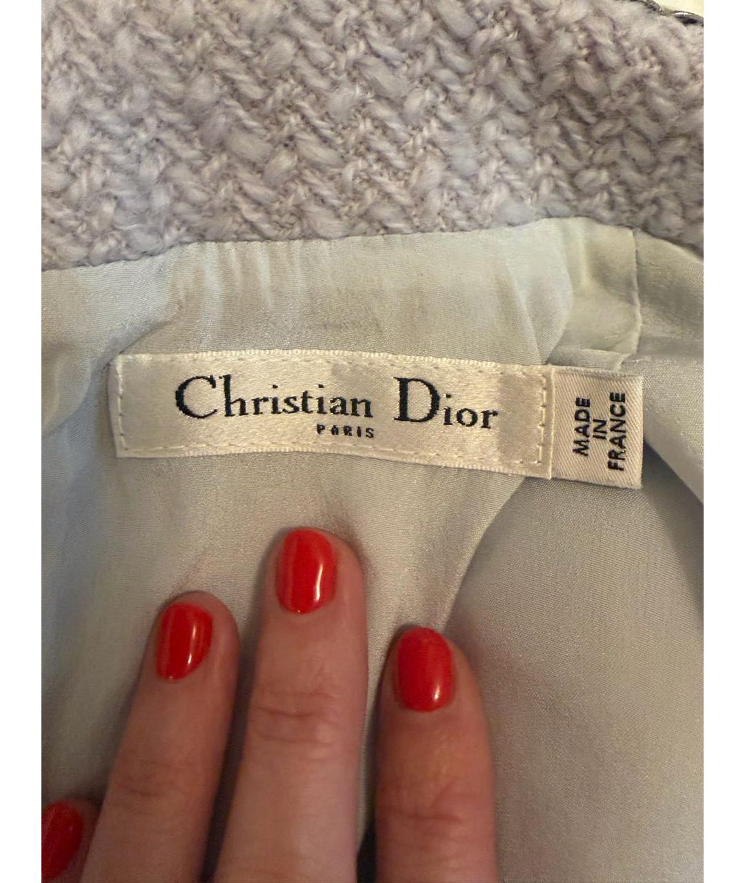 CHRISTIAN DIOR Голубое шерстяное коктейльное платье, фото 6