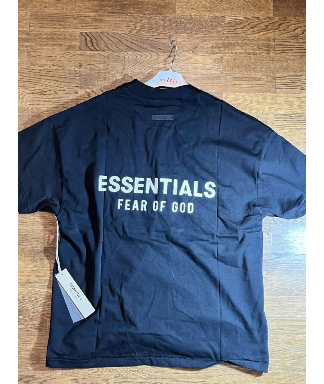FEAR OF GOD ESSENTIALS Черная хлопковая футболка, фото 2