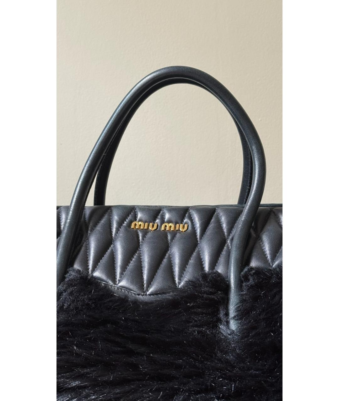 MIU MIU Черная кожаная сумка с короткими ручками, фото 4