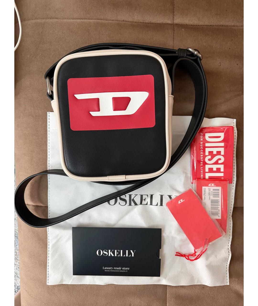 DIESEL Черная сумка через плечо из искусственной кожи, фото 5