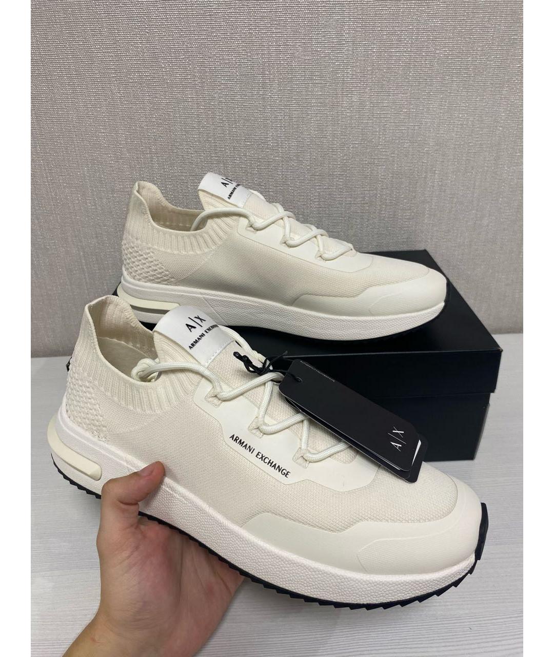 ARMANI EXCHANGE Бежевые текстильные низкие кроссовки / кеды, фото 2