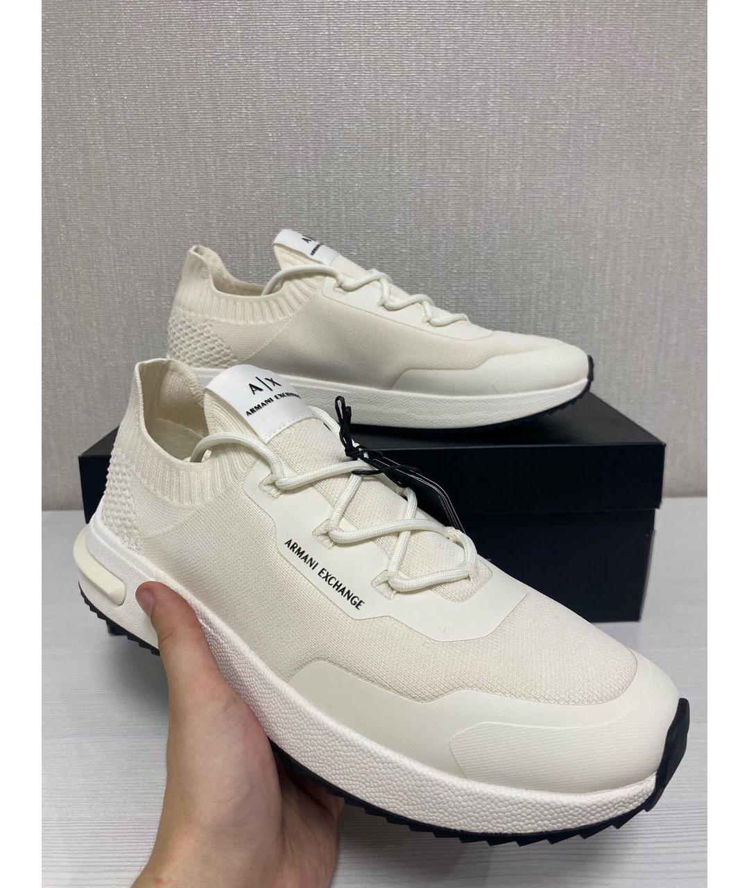 ARMANI EXCHANGE Бежевые текстильные низкие кроссовки / кеды, фото 3