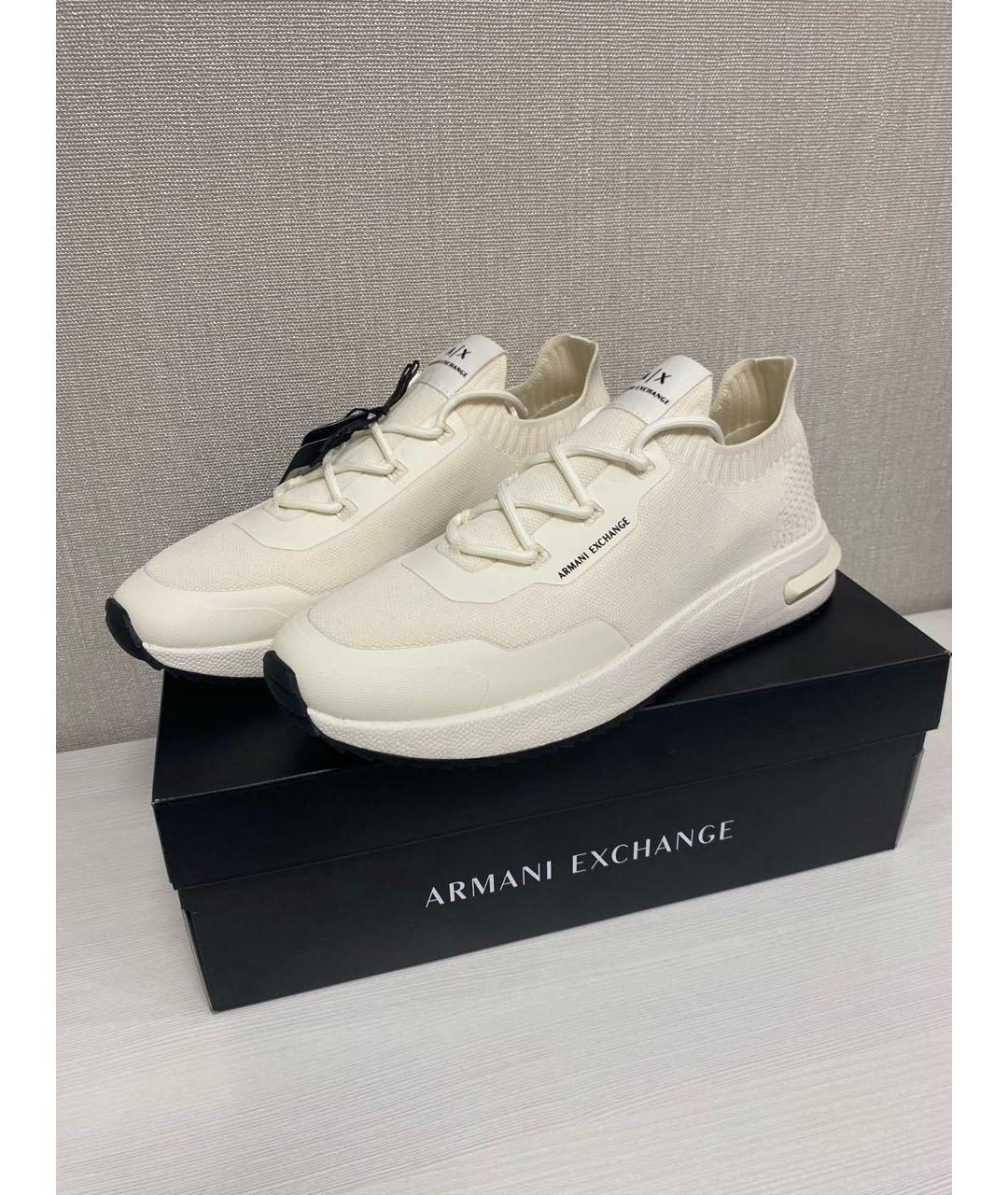 ARMANI EXCHANGE Бежевые текстильные низкие кроссовки / кеды, фото 5