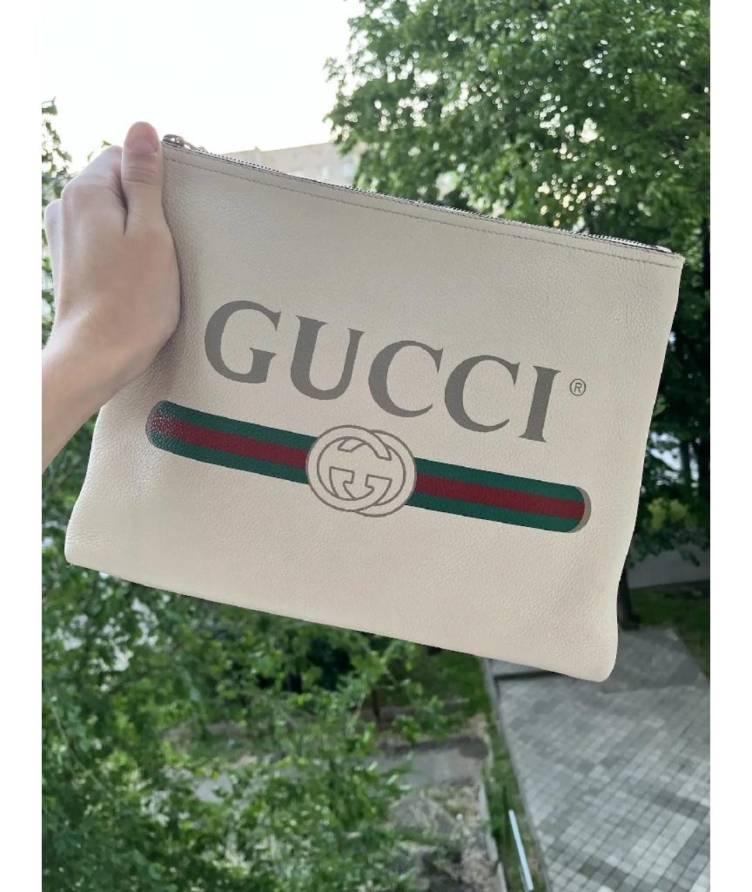 GUCCI Белая кожаная папка для документов, фото 6