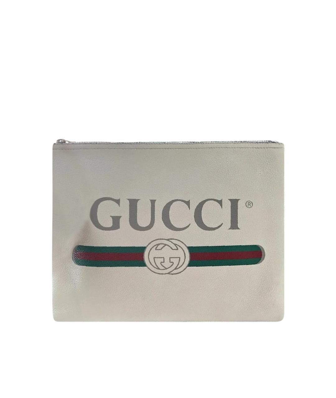 GUCCI Белая кожаная папка для документов, фото 1