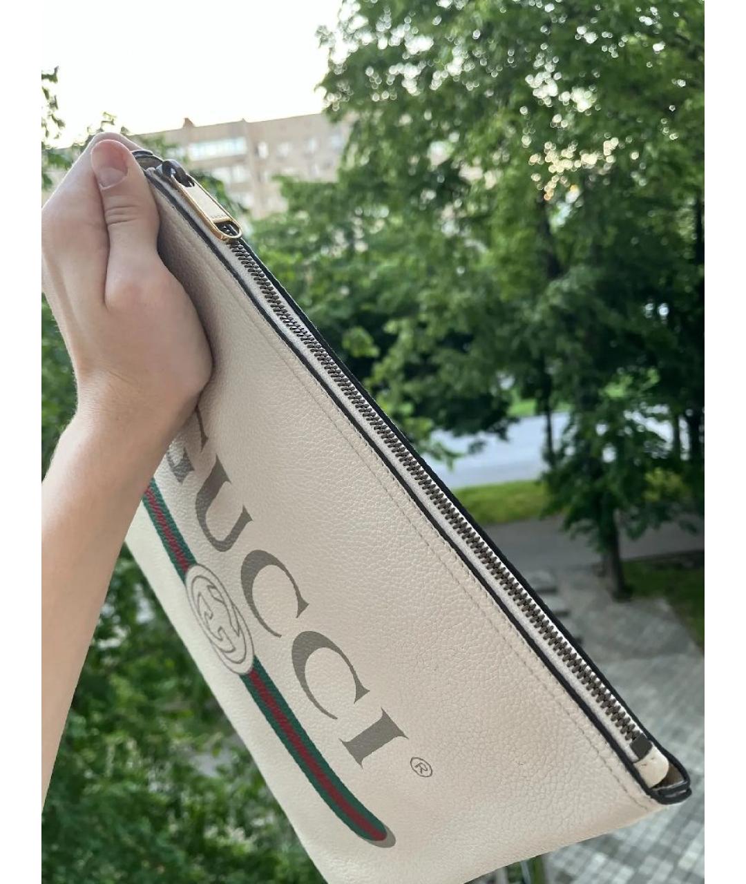 GUCCI Белая кожаная папка для документов, фото 2