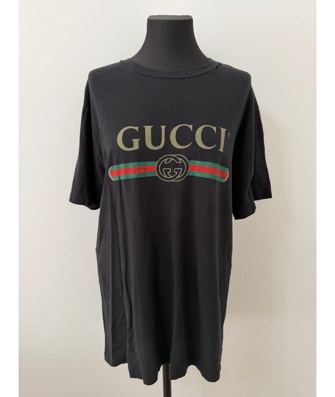 GUCCI Черная хлопковая футболка, фото 5