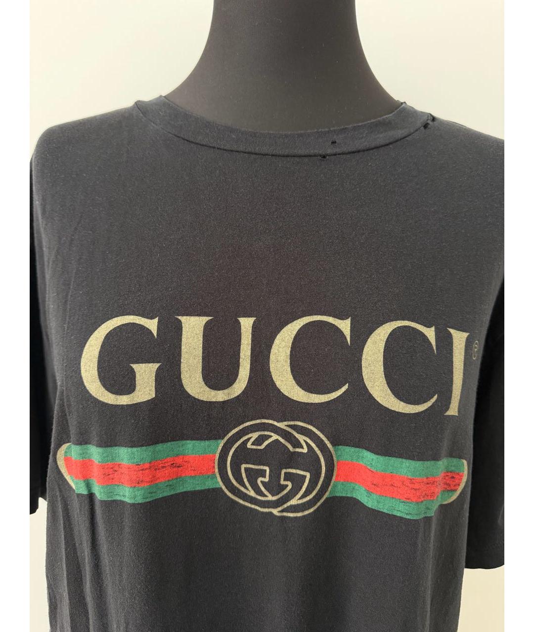 GUCCI Черная хлопковая футболка, фото 3