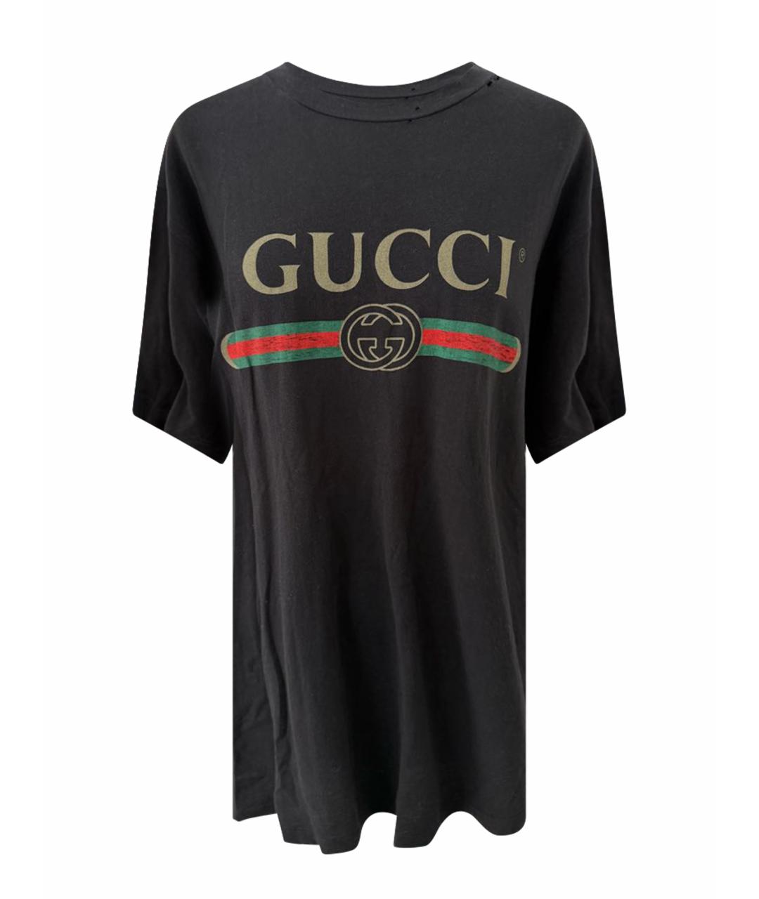 GUCCI Черная хлопковая футболка, фото 1