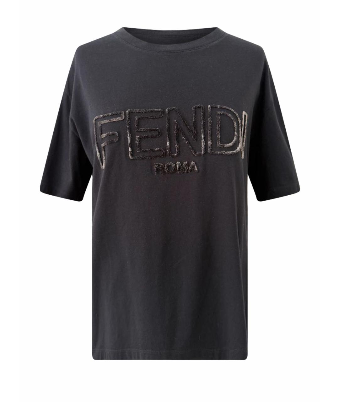 FENDI Черная хлопковая футболка, фото 1