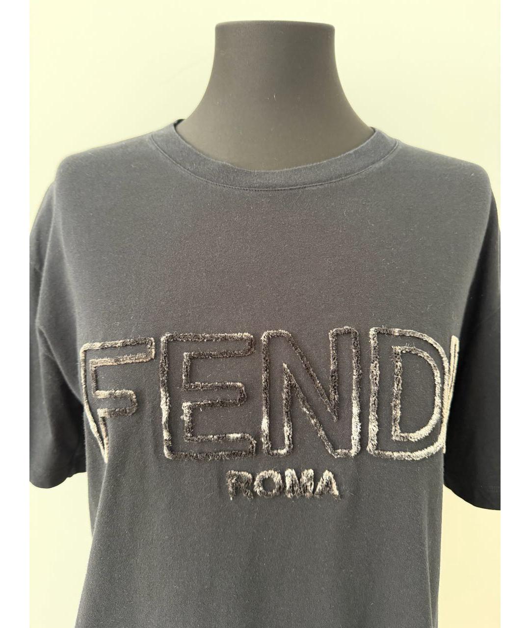 FENDI Черная хлопковая футболка, фото 3