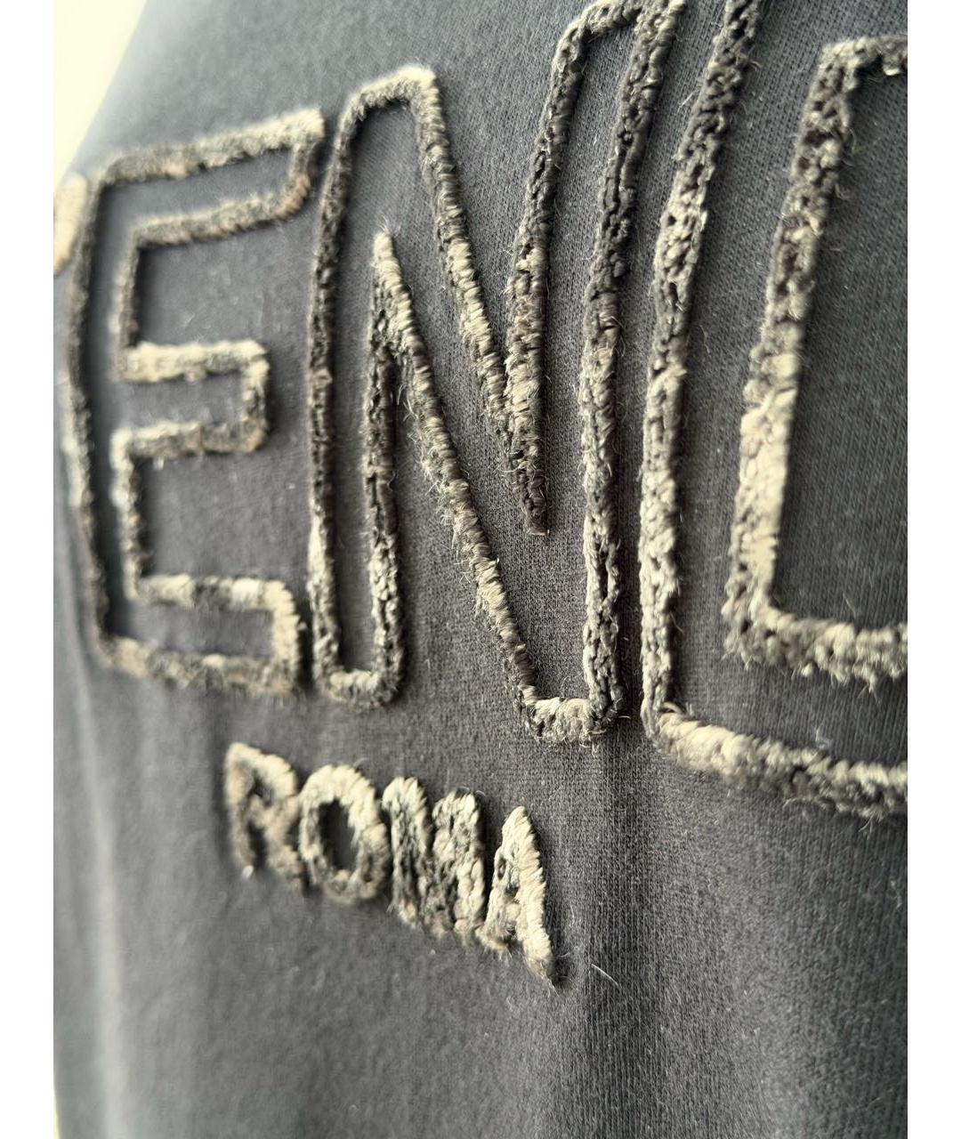 FENDI Черная хлопковая футболка, фото 5