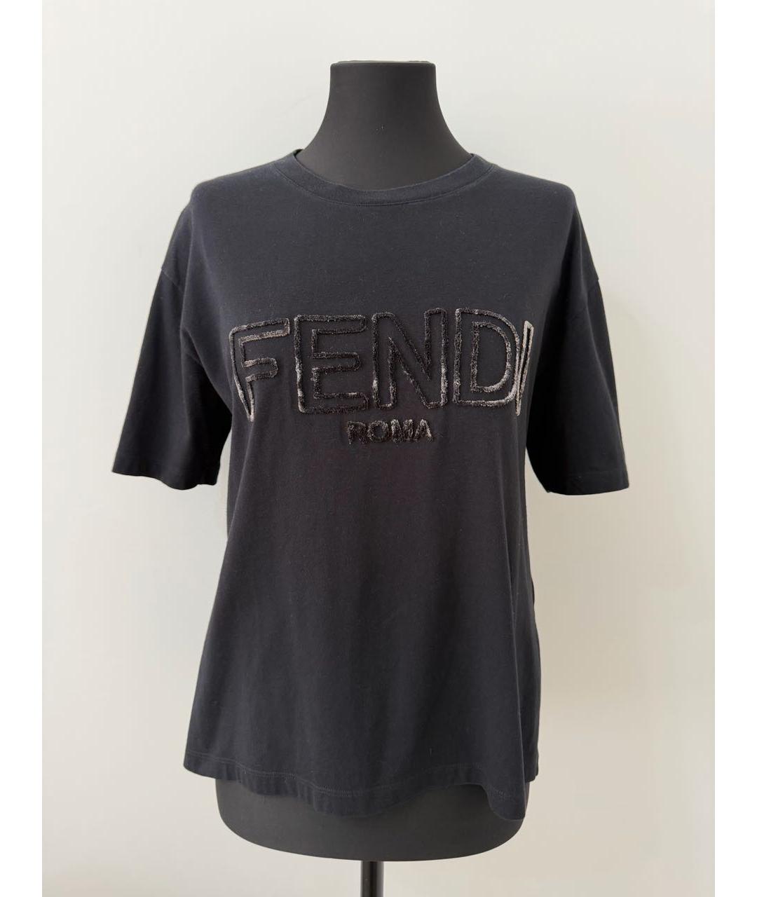 FENDI Черная хлопковая футболка, фото 6