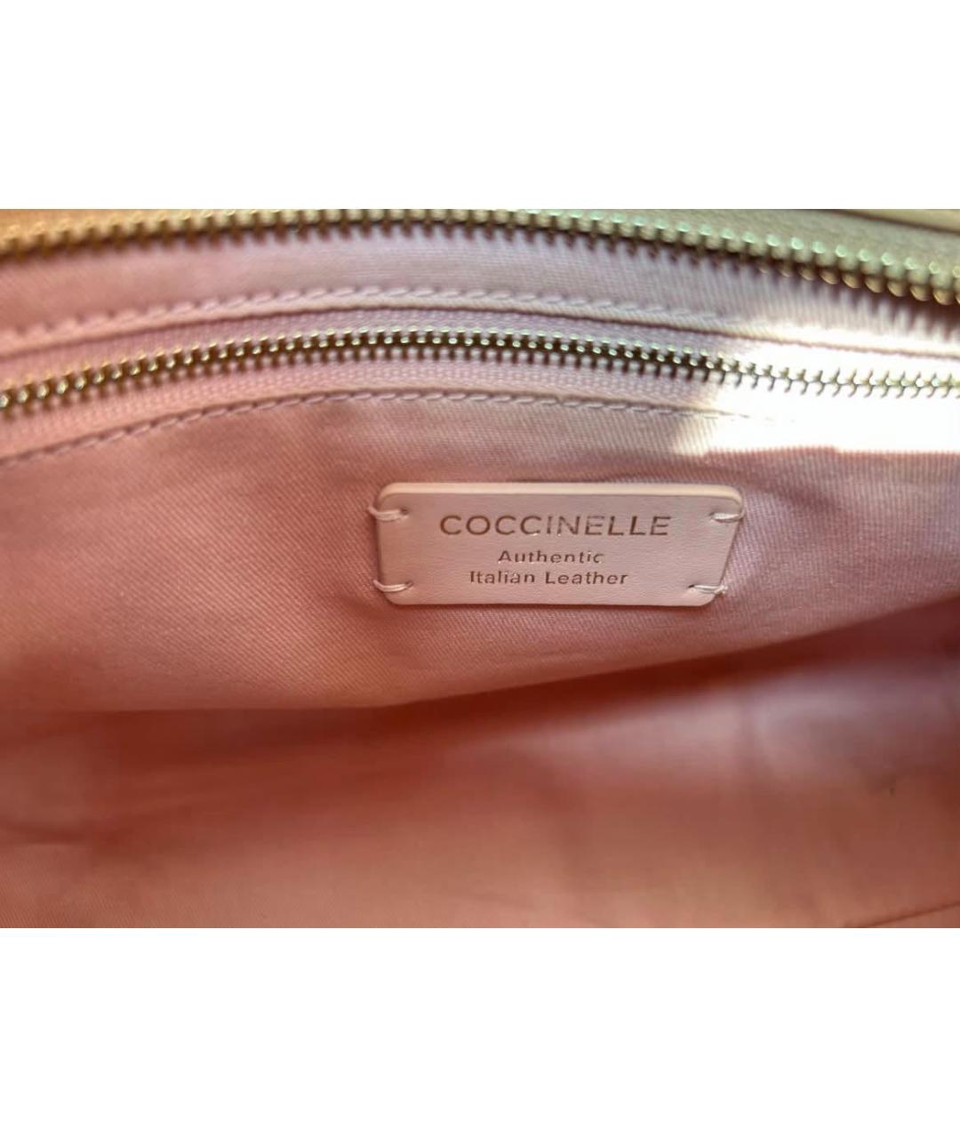 COCCINELLE Бежевая кожаная сумка тоут, фото 4