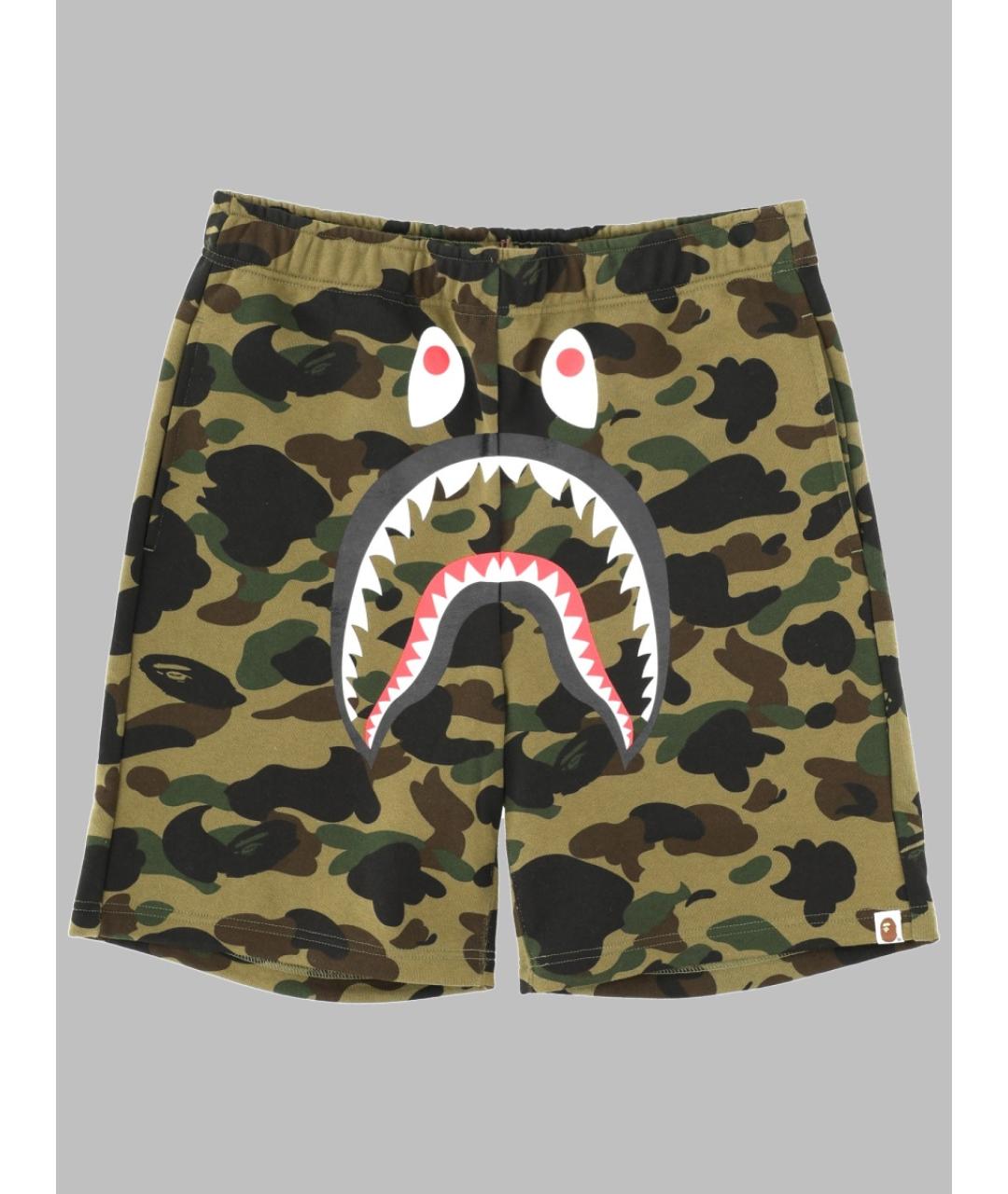 A BATHING APE Хаки хлопковые шорты, фото 3