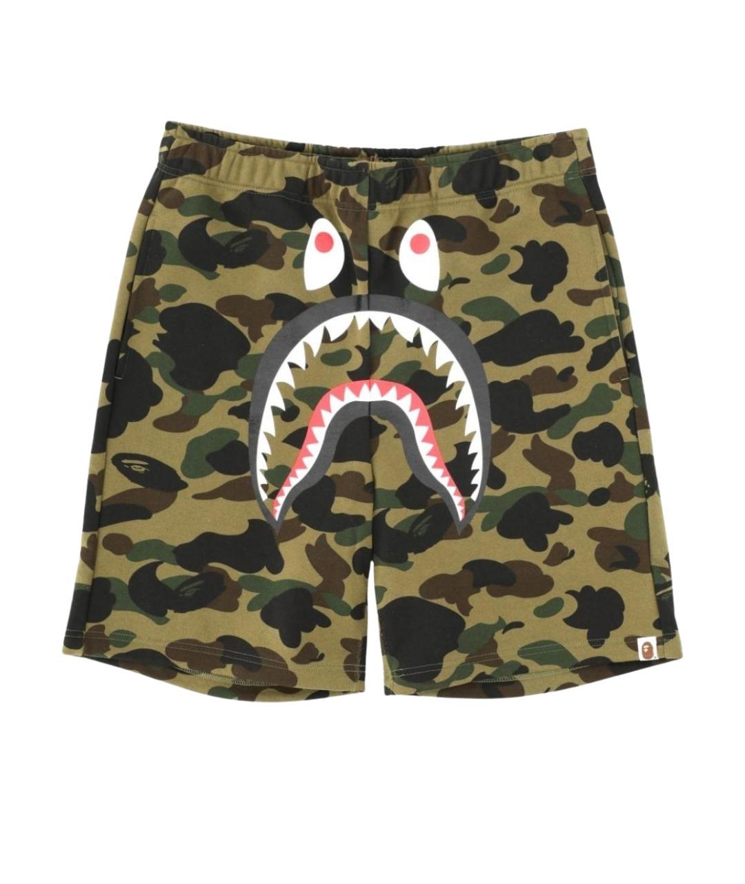 A BATHING APE Хаки хлопковые шорты, фото 1