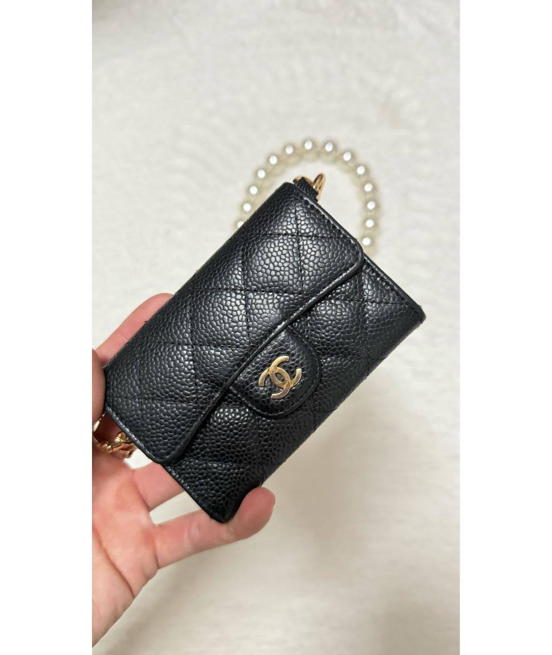 CHANEL Черный кожаный кошелек, фото 2