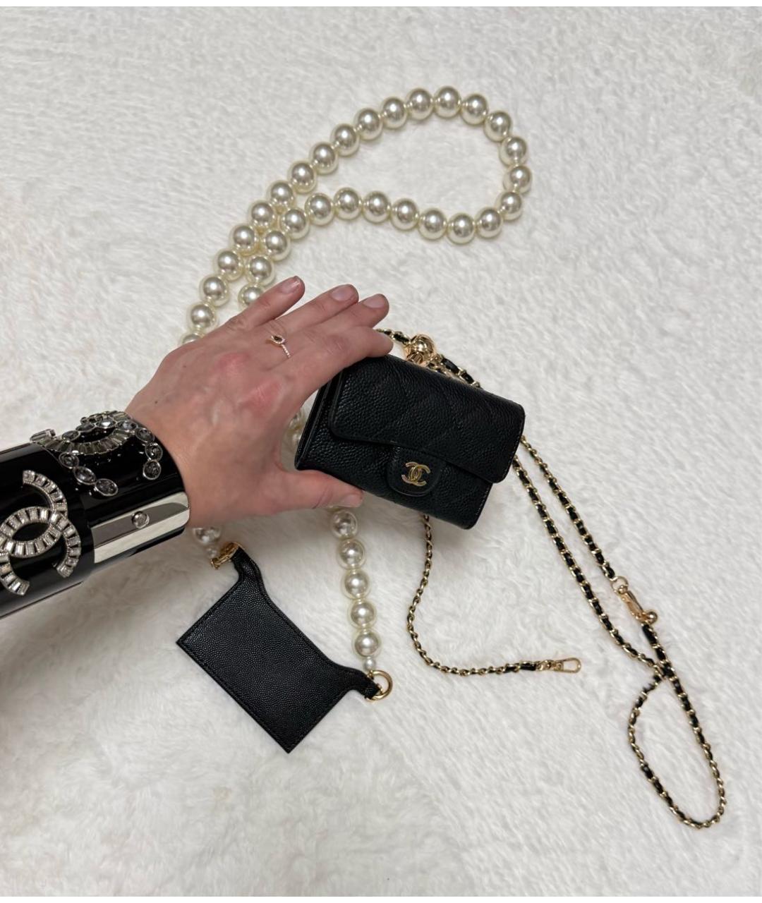 CHANEL Черный кожаный кошелек, фото 4