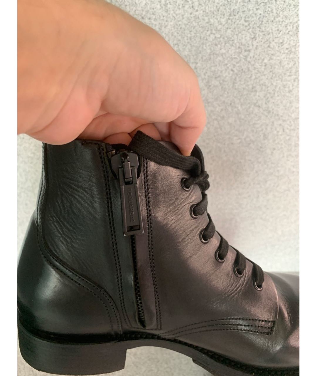 DSQUARED2 Черные кожаные высокие ботинки, фото 5
