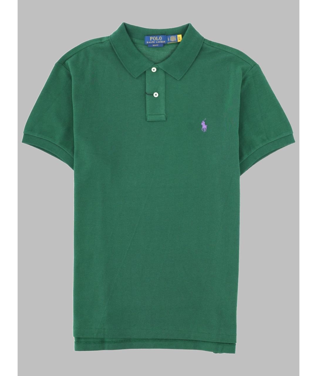 POLO RALPH LAUREN Зеленое хлопковое поло с коротким рукавом, фото 3