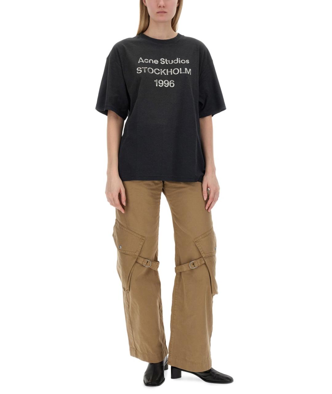 ACNE STUDIOS Черная хлопковая футболка, фото 3