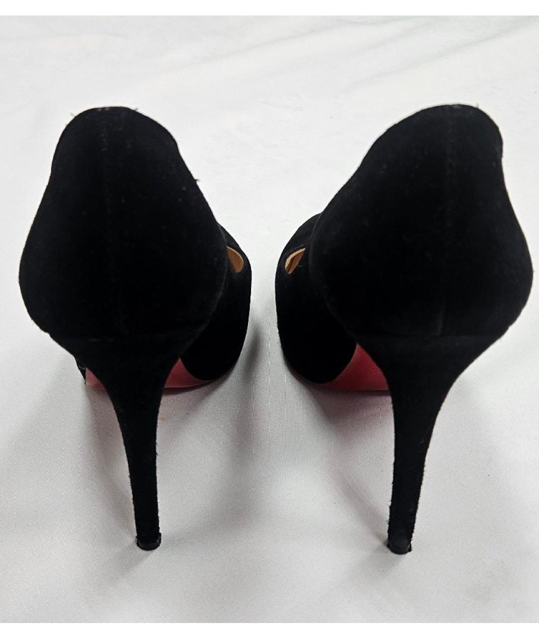 CHRISTIAN LOUBOUTIN Черные замшевые туфли, фото 4