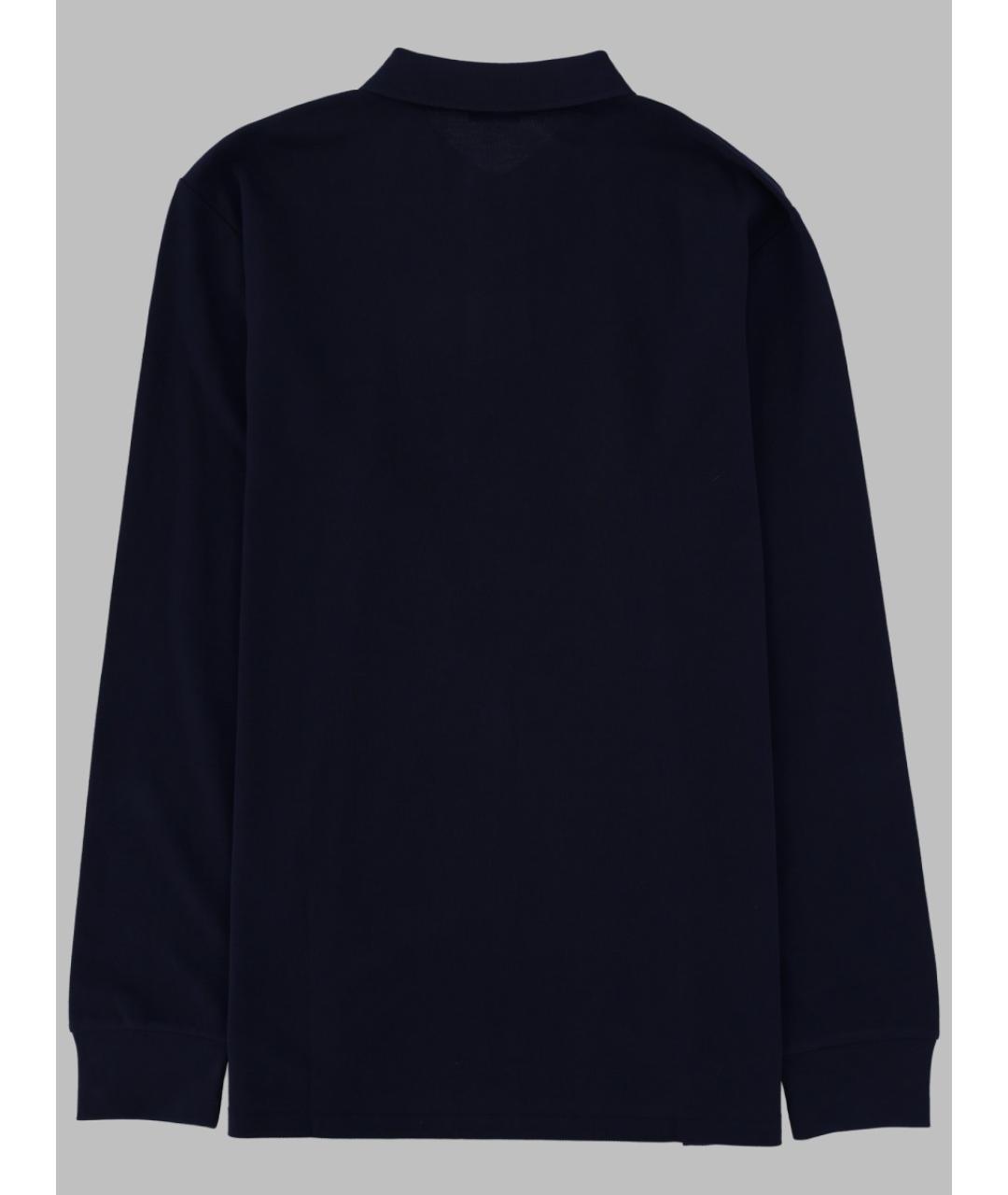 POLO RALPH LAUREN Темно-синее хлопковое поло с длинным рукавом, фото 2