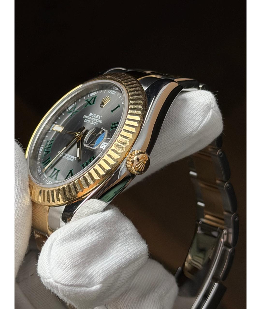 ROLEX Серые часы из желтого золота, фото 4