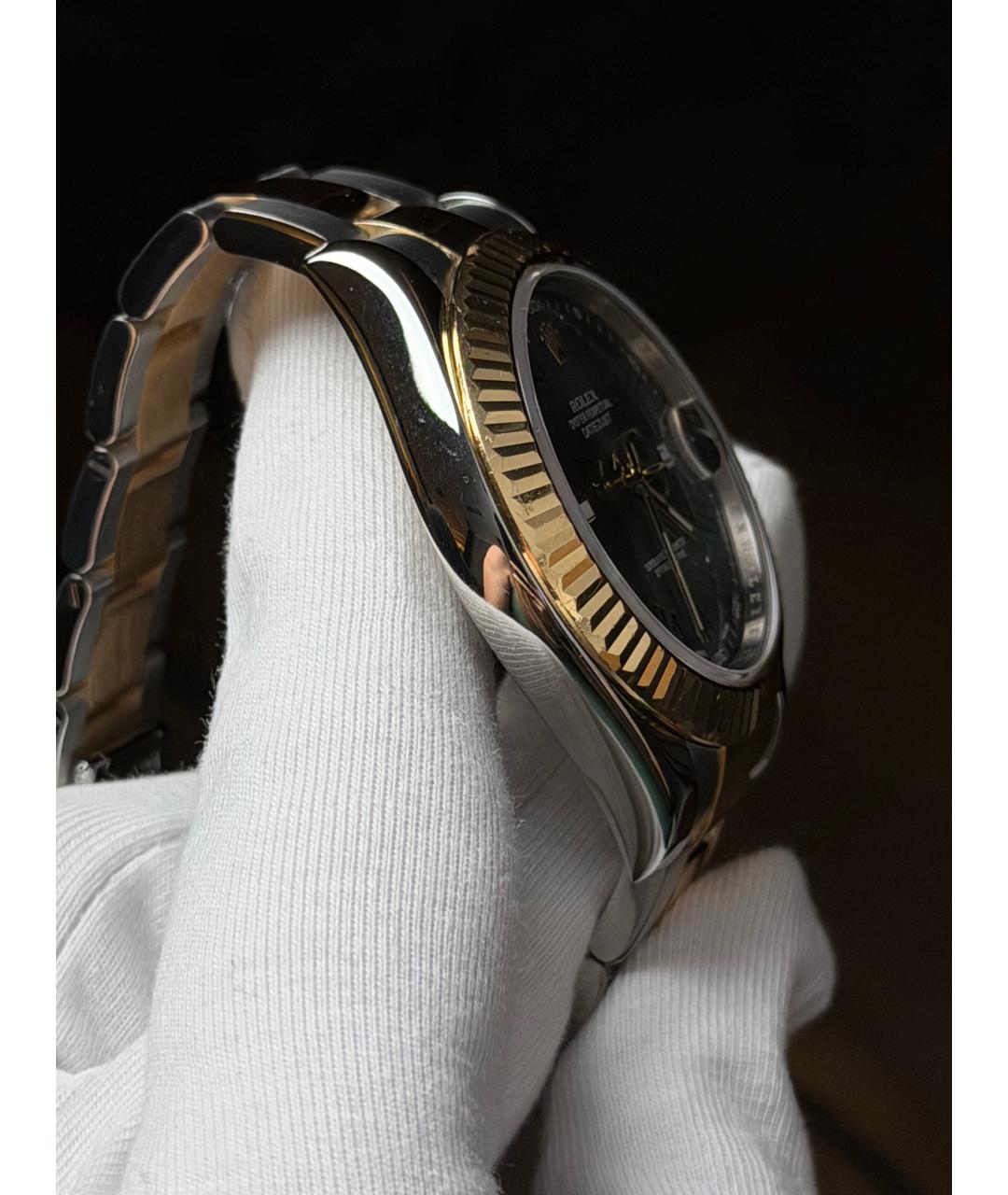 ROLEX Серые часы из желтого золота, фото 5