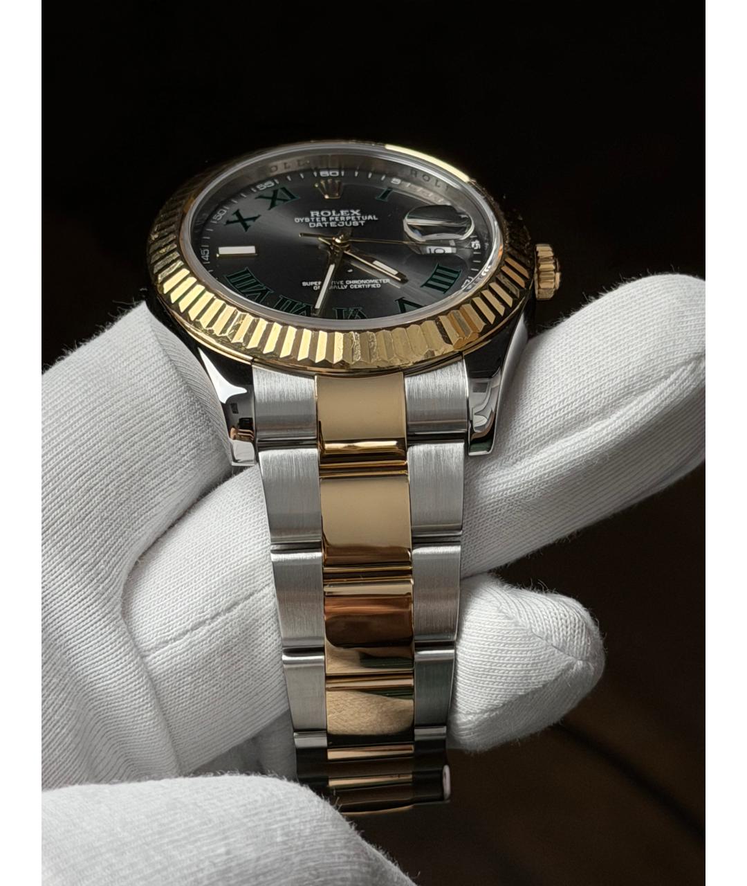 ROLEX Серые часы из желтого золота, фото 6