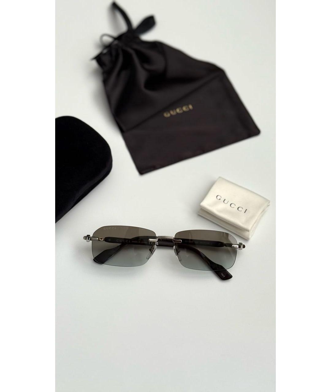 GUCCI Серые металлические солнцезащитные очки, фото 3