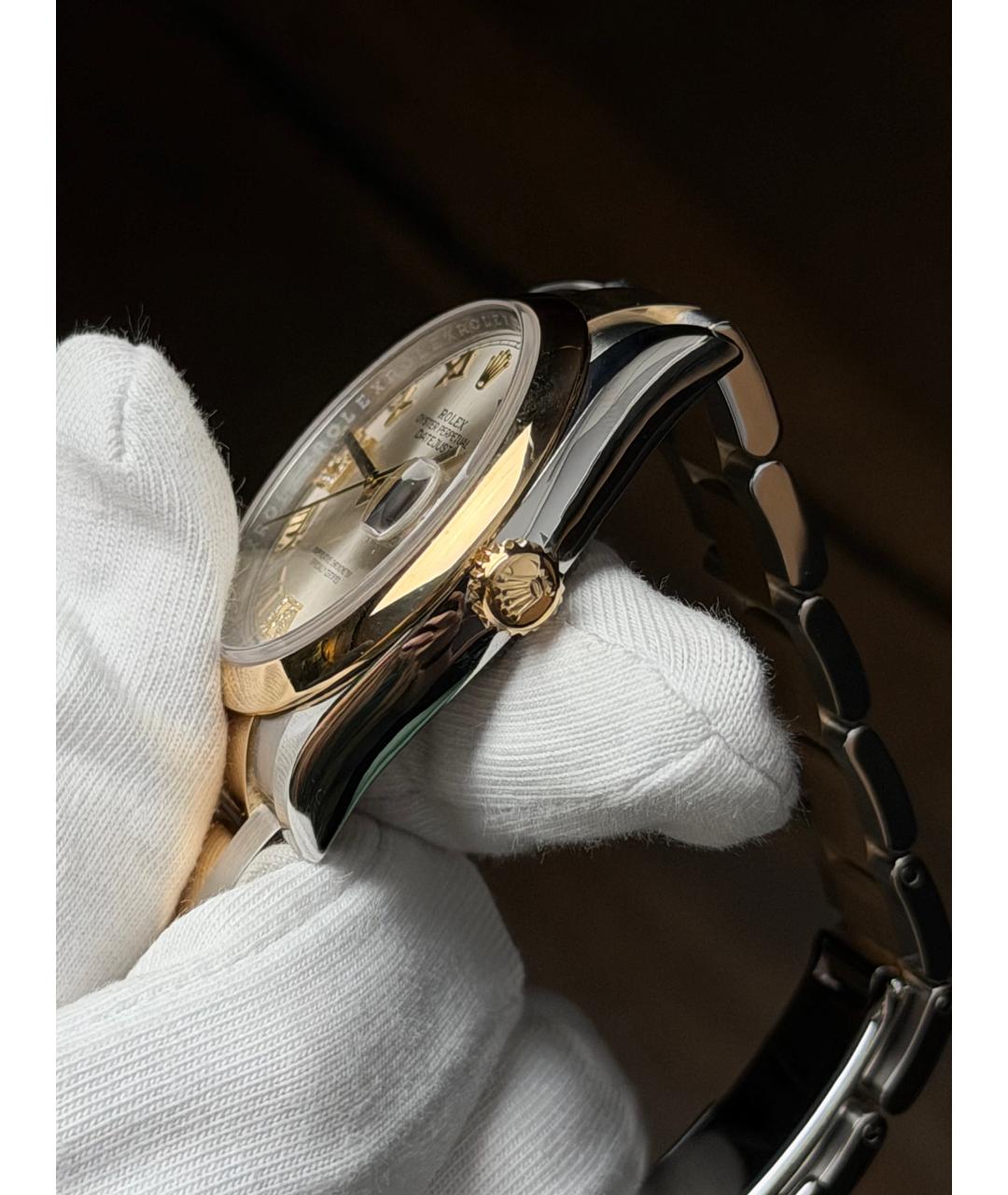 ROLEX Серые часы из желтого золота, фото 5