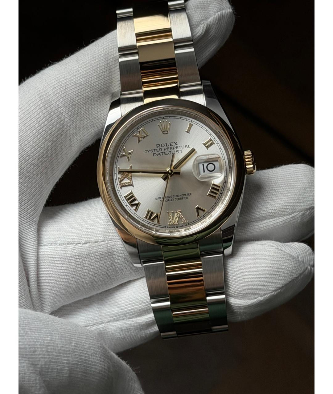 ROLEX Серые часы из желтого золота, фото 2