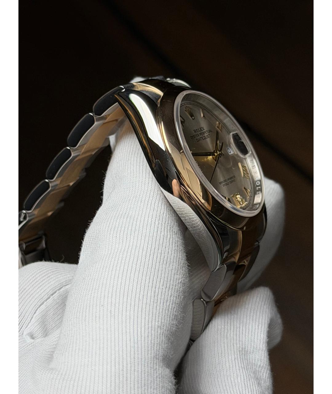 ROLEX Серые часы из желтого золота, фото 6