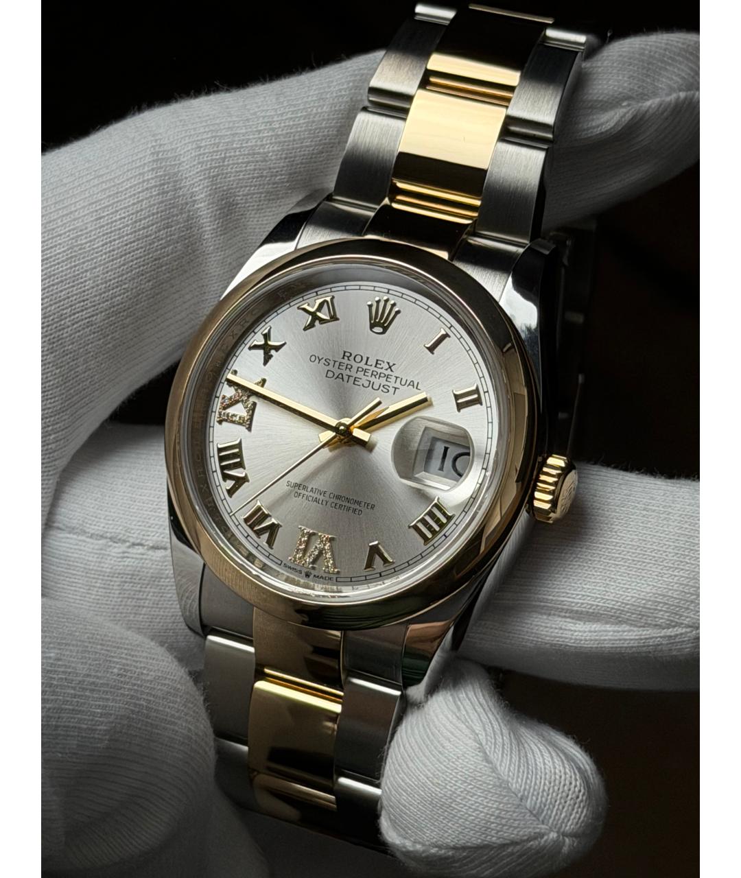 ROLEX Серые часы из желтого золота, фото 4