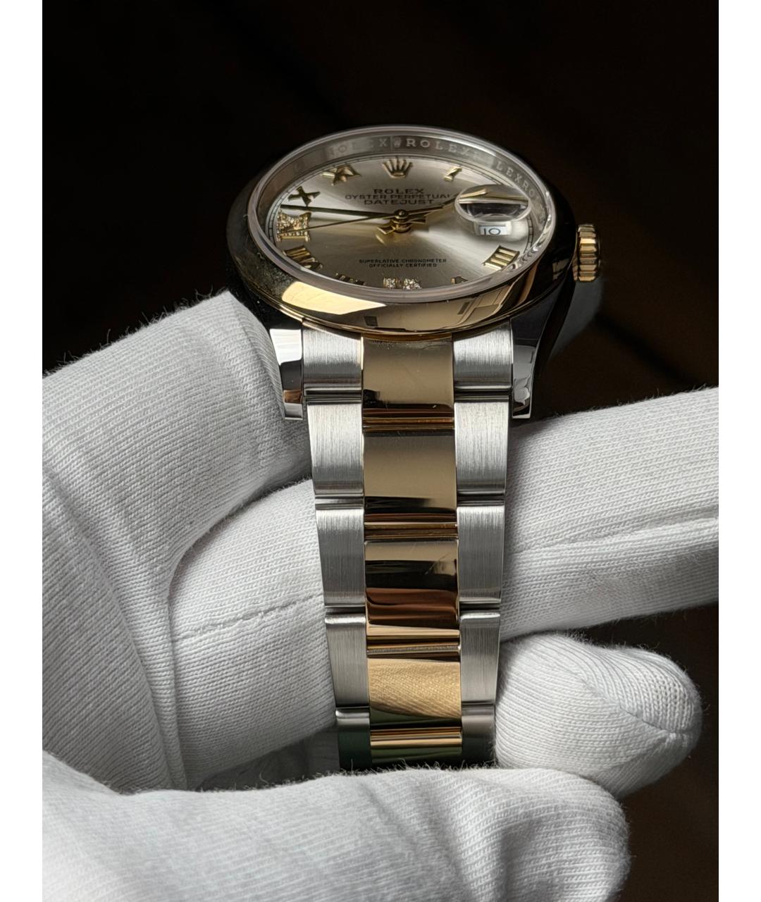ROLEX Серые часы из желтого золота, фото 7